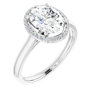 Platinum 9x7 mm Oval Forever One‚Ñ¢ Moissanite & 1/10 CTW Diamond Engagement Ring
