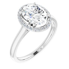 Load image into Gallery viewer, 14K White 9x7 mm Oval Forever One‚Ñ¢ Moissanite &amp; 1/10 CTW Diamond Engagement Ring
