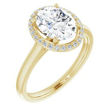 Load image into Gallery viewer, 14K Yellow 9x7 mm Oval Forever One‚Ñ¢ Moissanite &amp; 1/10 CTW Diamond Engagement Ring
