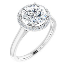 Load image into Gallery viewer, Platinum 8 mm Round Forever One‚Ñ¢ Moissanite &amp; 1/10 CTW Diamond Engagement Ring
