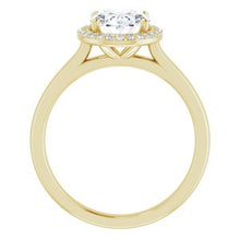 Load image into Gallery viewer, 14K Yellow 9x7 mm Oval Forever One‚Ñ¢ Moissanite &amp; 1/10 CTW Diamond Engagement Ring

