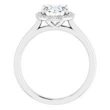 Load image into Gallery viewer, 14K White 9x7 mm Oval Forever One‚Ñ¢ Moissanite &amp; 1/10 CTW Diamond Engagement Ring
