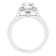 Charger l'image dans la galerie, Bague de fiançailles en platine 7 mm ronde Forever One, Moissanite et diamant 1/3 CTW
