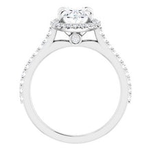 Load image into Gallery viewer, 14K White 9x7 mm Oval Forever One‚Ñ¢ Moissanite &amp; 1/3 CTW Diamond Engagement Ring
