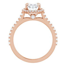 Load image into Gallery viewer, 14K Rose 9x7 mm Oval Forever One‚Ñ¢ Moissanite &amp; 1/3 CTW Diamond Engagement Ring
