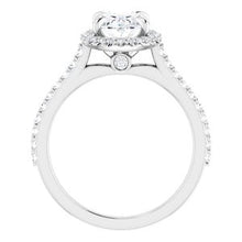 Load image into Gallery viewer, 14K White 9x7 mm Oval Forever One‚Ñ¢ Moissanite &amp; 1/3 CTW Diamond Engagement Ring
