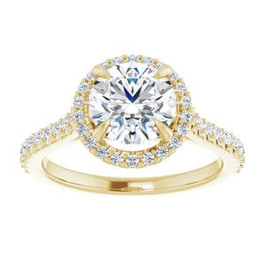 14K Yellow 7.5 mm Round Forever One‚Ñ¢ Moissanite & 1/3 CTW Diamond Engagement Ring