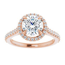 Load image into Gallery viewer, 14K Rose 7.5 mm Round Forever One‚Ñ¢ Moissanite &amp; 1/3 CTW Diamond Engagement Ring
