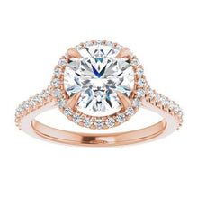 Load image into Gallery viewer, 14K Rose 8 mm Round Forever One‚Ñ¢ Moissanite &amp; 1/3 CTW Diamond Engagement Ring
