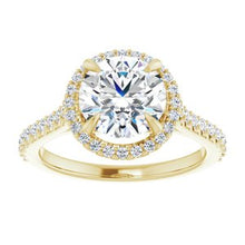 Charger l'image dans la galerie, Bague de fiançailles en or 14 carats jaune 8 mm ronde pour toujours avec un diamant Moissanite et 1/3 CTW
