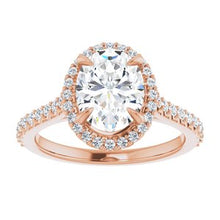 Load image into Gallery viewer, 14K Rose 9x7 mm Oval Forever One‚Ñ¢ Moissanite &amp; 1/3 CTW Diamond Engagement Ring
