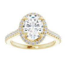 Load image into Gallery viewer, 14K Yellow 9x7 mm Oval Forever One‚Ñ¢ Moissanite &amp; 1/3 CTW Diamond Engagement Ring
