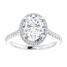 Load image into Gallery viewer, Platinum 9x7 mm Oval Forever One‚Ñ¢ Moissanite &amp; 1/3 CTW Diamond Engagement Ring
