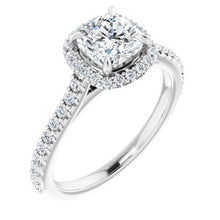 Load image into Gallery viewer, Platinum 6 mm Cushion Forever One‚Ñ¢ Moissanite &amp; 1/3 CTW Diamond Engagement Ring
