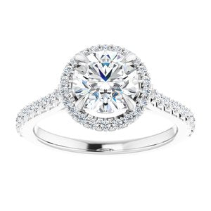 Bague de fiançailles en or 14 carats de 7 mm avec diamants de 7 mm pour toujours en blanc Moissanite et 1/3 CTW