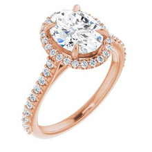 Load image into Gallery viewer, 14K Rose 9x7 mm Oval Forever One‚Ñ¢ Moissanite &amp; 1/3 CTW Diamond Engagement Ring

