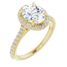 Load image into Gallery viewer, 14K Yellow 9x7 mm Oval Forever One‚Ñ¢ Moissanite &amp; 1/3 CTW Diamond Engagement Ring

