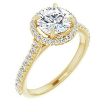 Load image into Gallery viewer, 14K Yellow 7 mm Round Forever One‚Ñ¢ Moissanite &amp; 1/3 CTW Diamond Engagement Ring
