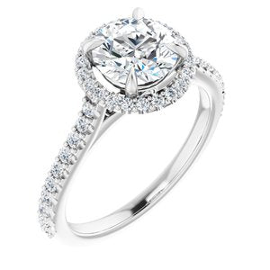 Bague de fiançailles en or 14 carats de 7 mm avec diamants de 7 mm pour toujours en blanc Moissanite et 1/3 CTW