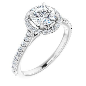 Charles & Colvard Moissanite¬Æ & Diamond Accented Halo-Style Engagement Ring    