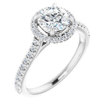 Charger l'image dans la galerie, Charles &amp; Colvard Moissanite¬Æ &amp; Diamond Accented Halo-Style Engagement Ring    
