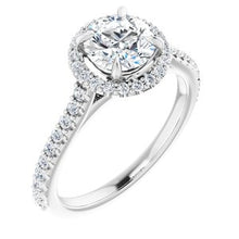 Load image into Gallery viewer, Charles &amp; Colvard Moissanite¬Æ &amp; Diamond Accented Halo-Style Engagement Ring    
