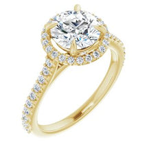 Charger l'image dans la galerie, Bague de fiançailles en or 14 carats 7,5 mm ronde pour toujours avec une pierre de Moissanite et 1/3 CTW
