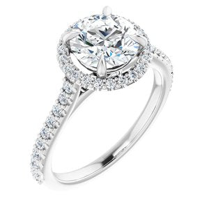14K White 7.5 mm Round Forever One‚Ñ¢ Moissanite & 1/3 CTW Diamond Engagement Ring