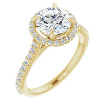 Load image into Gallery viewer, 14K Yellow 7.5 mm Round Forever One‚Ñ¢ Moissanite &amp; 1/3 CTW Diamond Engagement Ring
