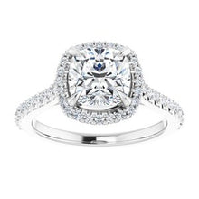 Load image into Gallery viewer, Platinum 7 mm Cushion Forever One‚Ñ¢ Moissanite &amp; 1/3 CTW Diamond Engagement Ring
