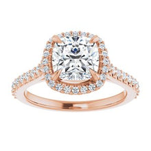 Load image into Gallery viewer, 14K Rose 7 mm Cushion Forever One‚Ñ¢ Moissanite &amp; 1/3 CTW Diamond Engagement Ring
