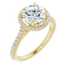 Charger l'image dans la galerie, Bague de fiançailles en or 14 carats jaune 8 mm ronde pour toujours avec un diamant Moissanite et 1/3 CTW
