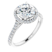 Load image into Gallery viewer, Platinum 8 mm Round Forever One‚Ñ¢ Moissanite &amp; 1/3 CTW Diamond Engagement Ring
