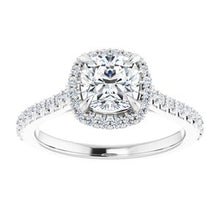 Load image into Gallery viewer, Platinum 6 mm Cushion Forever One‚Ñ¢ Moissanite &amp; 1/3 CTW Diamond Engagement Ring
