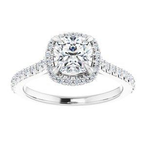 Platinum 6 mm Cushion Forever One‚Ñ¢ Moissanite & 1/3 CTW Diamond Engagement Ring