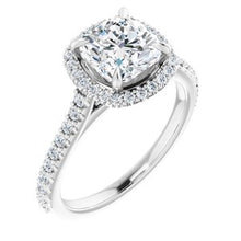 Load image into Gallery viewer, Platinum 7 mm Cushion Forever One‚Ñ¢ Moissanite &amp; 1/3 CTW Diamond Engagement Ring
