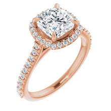 Load image into Gallery viewer, 14K Rose 7 mm Cushion Forever One‚Ñ¢ Moissanite &amp; 1/3 CTW Diamond Engagement Ring

