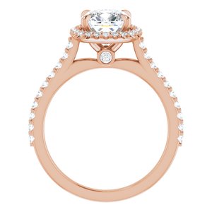 14K Rose 7 mm Cushion Forever One‚Ñ¢ Moissanite & 1/3 CTW Diamond Engagement Ring
