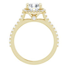Charger l'image dans la galerie, 14K jaune 7 mm coussin Forever One, Moissanite &amp; 1/3 CTW diamant bague de fiançailles

