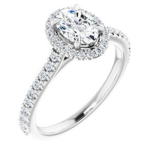 Load image into Gallery viewer, Platinum 7x5 mm Oval Forever One‚Ñ¢ Moissanite &amp; 1/3 CTW Diamond Engagement Ring
