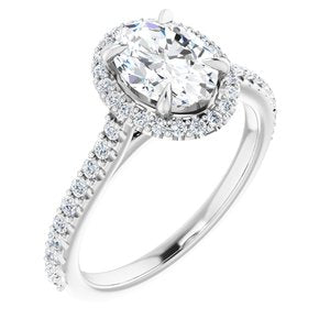 Platinum 8x6 mm Oval Forever One‚Ñ¢ Moissanite & 1/3 CTW Diamond Engagement Ring
