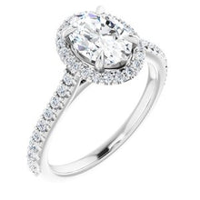 Charger l'image dans la galerie, Bague de fiançailles en platine 8x6 mm ovale Forever One ™ Moissanite et 1/3 CTW
