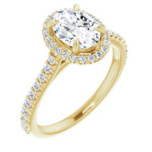 Charger l'image dans la galerie, Bague de fiançailles en or 14 carats jaune 8x6 mm ovale pour toujours un Moissanite et 1/3 CTW
