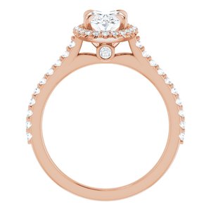 14K Rose 8x6 mm Oval Forever One‚Ñ¢ Moissanite & 1/3 CTW Diamond Engagement Ring