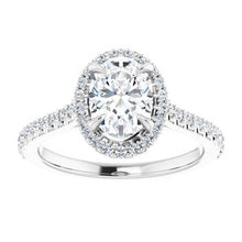 Load image into Gallery viewer, Platinum 8x6 mm Oval Forever One‚Ñ¢ Moissanite &amp; 1/3 CTW Diamond Engagement Ring
