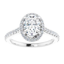 Charger l'image dans la galerie, Bague de fiançailles en platine 8x6 mm ovale Forever One ™ Moissanite et 1/3 CTW
