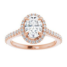 Load image into Gallery viewer, 14K Rose 8x6 mm Oval Forever One‚Ñ¢ Moissanite &amp; 1/3 CTW Diamond Engagement Ring

