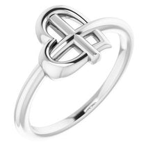 Load image into Gallery viewer, Sterling Silver Heart Cross Ring
