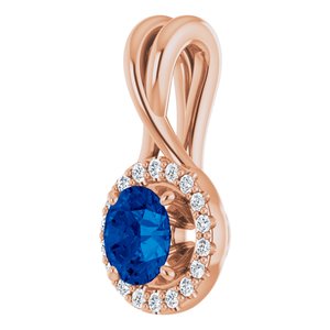 14K Rose Sapphire & 1/10 CTW Diamond Pendant