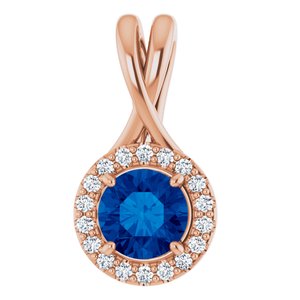 14K Rose Sapphire & 1/10 CTW Diamond Pendant